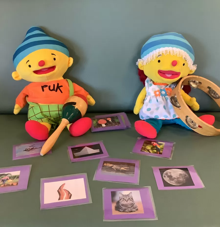 Poppen Puk en Pukkelien met muziekkaarten